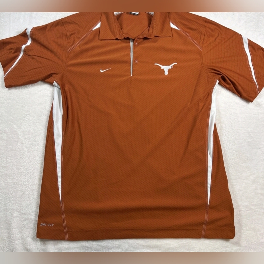 Orange Nike Dri-Fit UT Texas Longhorns Casual Polo Shirt Men's 2XL XXL Golf